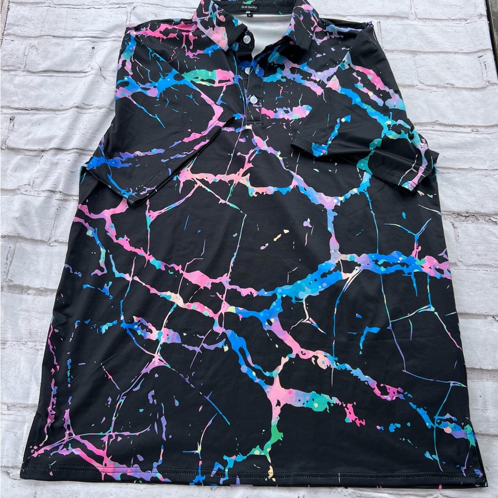 Black and Blue Polo with Modern Marble Design